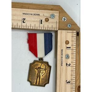 Vintage Archery Award Medal with Ribbon Gold Tone Sports Trophy Collectible